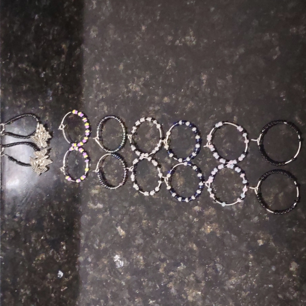 Earring Hoop's Silver Small/Medium 7Ct. Black Black Ocean Collection